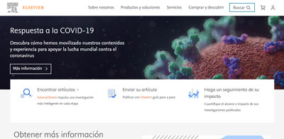 captura de pantalla del website https://www.elsevier.com/