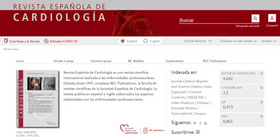 captura de pantalla del website https://www.revespcardiol.org/