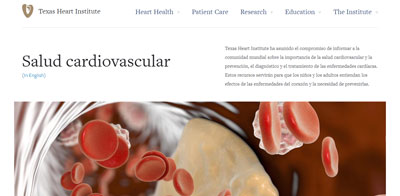 captura de pantalla del website www.texasheart.org